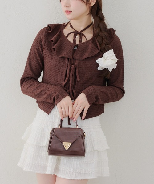 Another Branch olive des olive（アナザーブランチオリーブデオリーブ）の「フリフリカーディガン＆ホルターキャミSET（Tシャツ/カットソー・レディース・イエロー/その他11/アイボリー/ブラック/ブラウン・FREE）」の2枚目の写真