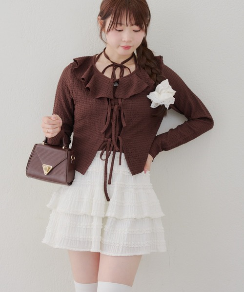 Another Branch olive des olive（アナザーブランチオリーブデオリーブ）の「フリフリカーディガン＆ホルターキャミSET（Tシャツ/カットソー・レディース・イエロー/その他11/アイボリー/ブラック/ブラウン・FREE）」の6枚目の写真