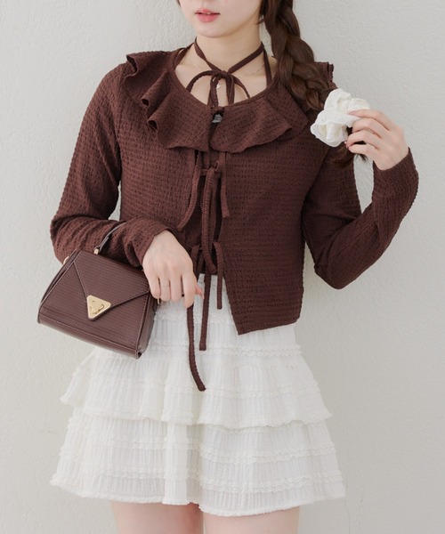 Another Branch olive des olive（アナザーブランチオリーブデオリーブ）の「フリフリカーディガン＆ホルターキャミSET（Tシャツ/カットソー・レディース・イエロー/その他11/アイボリー/ブラック/ブラウン・FREE）」の8枚目の写真