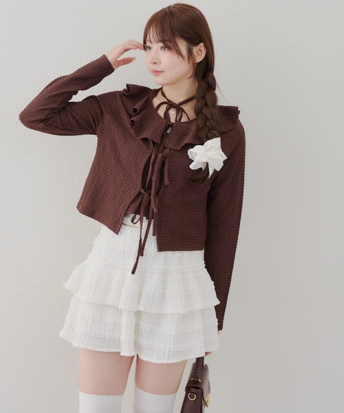 Another Branch olive des olive（アナザーブランチオリーブデオリーブ）の「フリフリカーディガン＆ホルターキャミSET（Tシャツ/カットソー・レディース・イエロー/その他11/アイボリー/ブラック/ブラウン・FREE）」の9枚目の写真