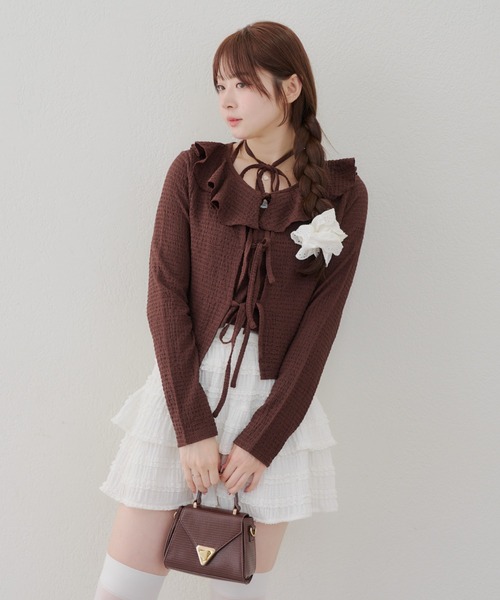 Another Branch olive des olive（アナザーブランチオリーブデオリーブ）の「フリフリカーディガン＆ホルターキャミSET（Tシャツ/カットソー・レディース・イエロー/その他11/アイボリー/ブラック/ブラウン・FREE）」の10枚目の写真