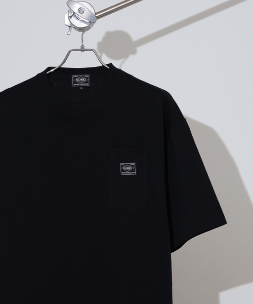 BIG MIKE(ビッグマイク)の「BIGMIKE Sunglasses Pocket Heavy Weight Tee ヘビーウエイト ワイド半袖Tシャツ(Tシャツ/カットソー・メンズ・ネイビー/オリーブ/サンドベージュ/ナチュラル/ホワイト/ブラック・L/M/XL)」の2枚目の写真