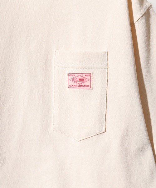 BIG MIKE(ビッグマイク)の「BIGMIKE Sunglasses Pocket Heavy Weight Tee ヘビーウエイト ワイド半袖Tシャツ(Tシャツ/カットソー・メンズ・ネイビー/オリーブ/サンドベージュ/ナチュラル/ホワイト/ブラック・L/M/XL)」の17枚目の写真