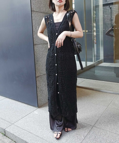 【新品未使用・正規品】GANNI クロシェ編み ニットワンピース GANNI ガニー ワンピース Crochet Cover Up Slip Dress K1808