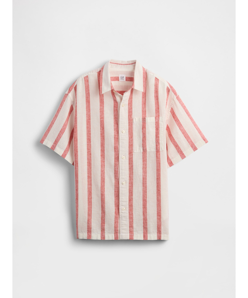 GAP（ギャップ）の「コットンリネン リラックスシャツ (キッズ)（シャツ/ブラウス・キッズ・レッド・160cm/150cm/140cm/130cm/120cm/110cm）」の2枚目の写真