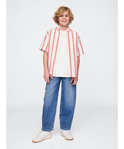 GAP（ギャップ）の「コットンリネン リラックスシャツ (キッズ)（シャツ/ブラウス・キッズ・レッド・160cm/150cm/140cm/130cm/120cm/110cm）」の4枚目の写真