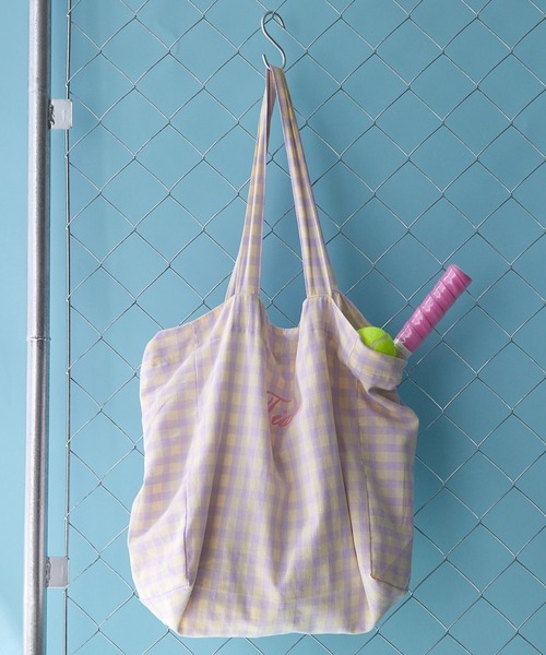 paravion(パラビオン)の「チェックトートバッグ(トートバッグ・レディース・グリーン/ピンク・FREE)」の1枚目の写真