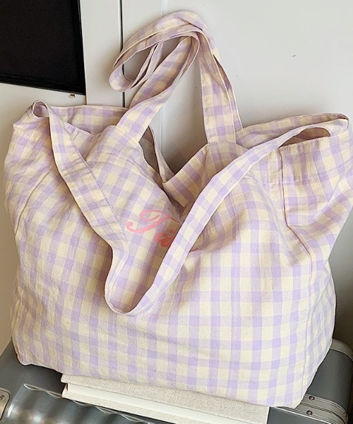 paravion(パラビオン)の「チェックトートバッグ(トートバッグ・レディース・グリーン/ピンク・FREE)」の9枚目の写真