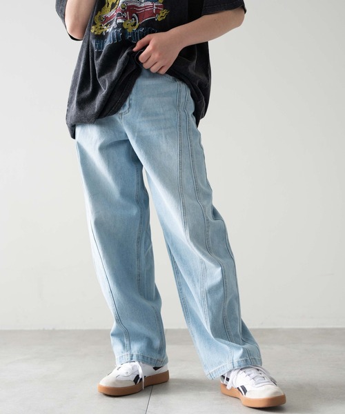 WEGO（ウィゴー）の「WEGO/イージー3Dバレルレッグデニムパンツ(JUNIORサイズ)（デニムパンツ・キッズ・ライトインディゴブルー/ブラック系3・150/160）」の12枚目の写真