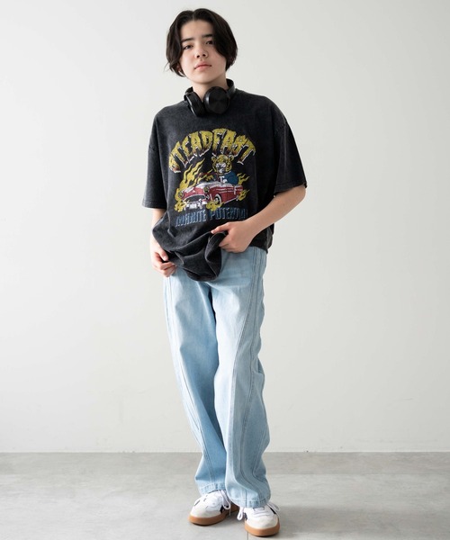 WEGO（ウィゴー）の「WEGO/イージー3Dバレルレッグデニムパンツ(JUNIORサイズ)（デニムパンツ・キッズ・ライトインディゴブルー/ブラック系3・150/160）」の14枚目の写真