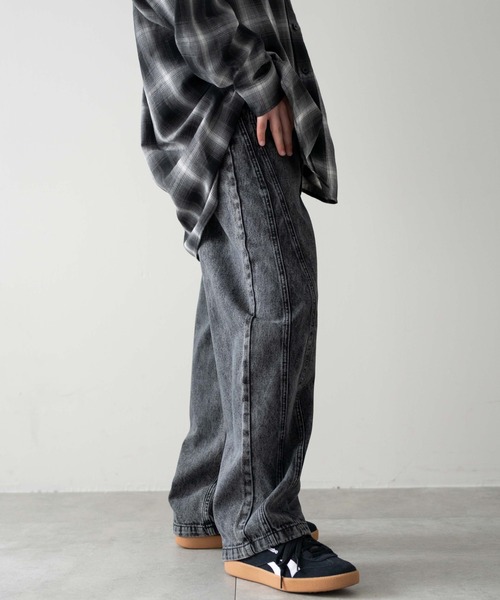 WEGO（ウィゴー）の「WEGO/イージー3Dバレルレッグデニムパンツ(JUNIORサイズ)（デニムパンツ・キッズ・ライトインディゴブルー/ブラック系3・150/160）」の9枚目の写真