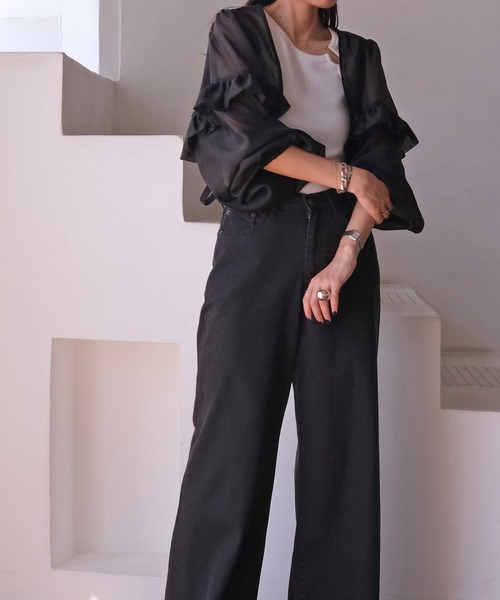 AKTE(アクテ)の「バックオープンフリルボレロ(シャツ/ブラウス・レディース・ブラック/ホワイト・FREE)」の22枚目の写真