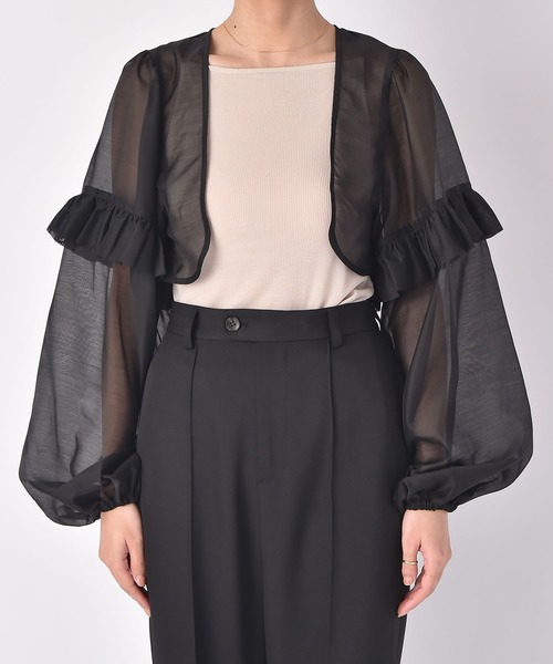 AKTE(アクテ)の「バックオープンフリルボレロ(シャツ/ブラウス・レディース・ブラック/ホワイト・FREE)」の10枚目の写真