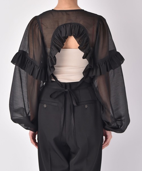 AKTE(アクテ)の「バックオープンフリルボレロ(シャツ/ブラウス・レディース・ブラック/ホワイト・FREE)」の12枚目の写真