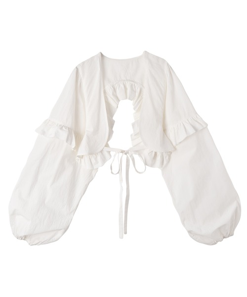 AKTE(アクテ)の「バックオープンフリルボレロ(シャツ/ブラウス・レディース・ブラック/ホワイト・FREE)」の19枚目の写真