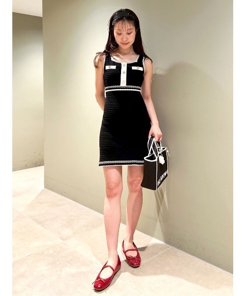 【LILYBROWN×MARY QUANT】デイジーボタンミニニットワンピース WEB・一部店舗限定】【LILYBROWN×MARY QUANT】デイジーボタン