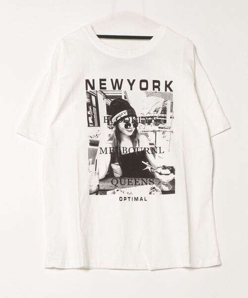 LETee（レティー）の「こなれ感抜群のフォトプリント！ゆるシルエットで着映えする大人カジュアルTシャツ（Tシャツ/カットソー・レディース・ブラック/ホワイト/ベージュ・FREE）」の18枚目の写真