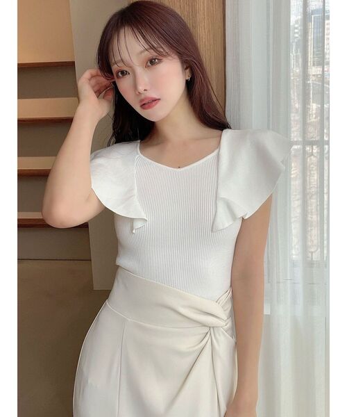 RESEXXY（リゼクシー）の「ラッフルニットトップス（ニット/セーター・レディース・ブラック/ホワイト/レッド・FREE）」の9枚目の写真