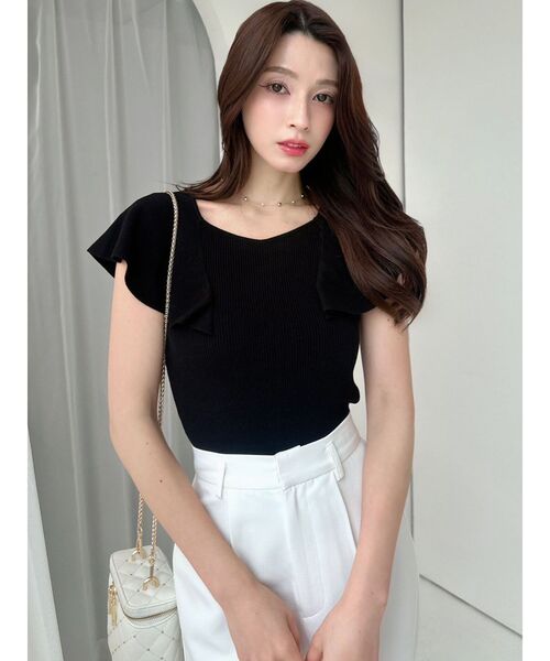 RESEXXY（リゼクシー）の「ラッフルニットトップス（ニット/セーター・レディース・ブラック/ホワイト/レッド・FREE）」の13枚目の写真