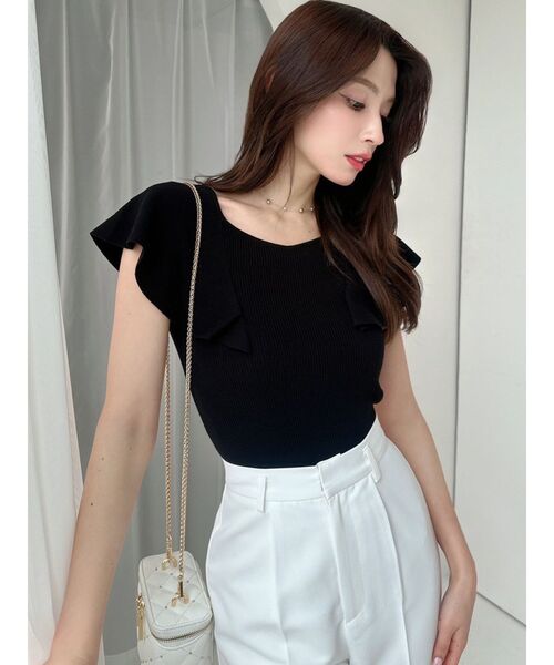 RESEXXY（リゼクシー）の「ラッフルニットトップス（ニット/セーター・レディース・ブラック/ホワイト/レッド・FREE）」の14枚目の写真