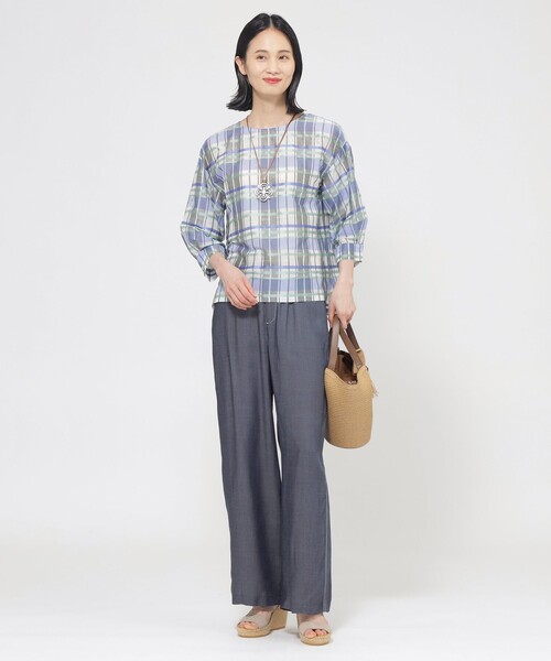 TRANS WORK(トランスワーク)の「【L】【ウォッシャブル】シャドーチェックチュニックブラウス(シャツ/ブラウス・レディース・ブルー系その他4/ピンク・44)」の8枚目の写真