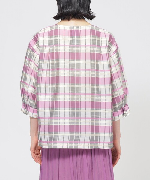 TRANS WORK(トランスワーク)の「【L】【ウォッシャブル】シャドーチェックチュニックブラウス(シャツ/ブラウス・レディース・ブルー系その他4/ピンク・44)」の3枚目の写真