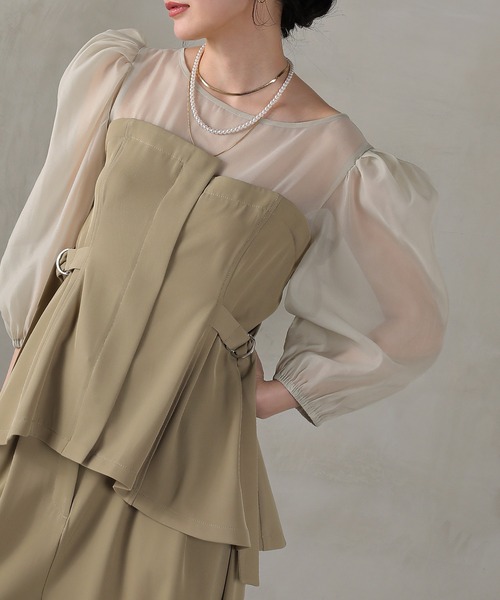 Kana（カナ）の「ビスチェペプラムトップス パンツ セットアップ ドレス パーティー  結婚式 お呼ばれ オケージョン（パンツドレス・レディース・チャコールグレー/ブラック/ベージュ/ブラック系その他/キャメル/ブラウン・M/S/L）」の17枚目の写真