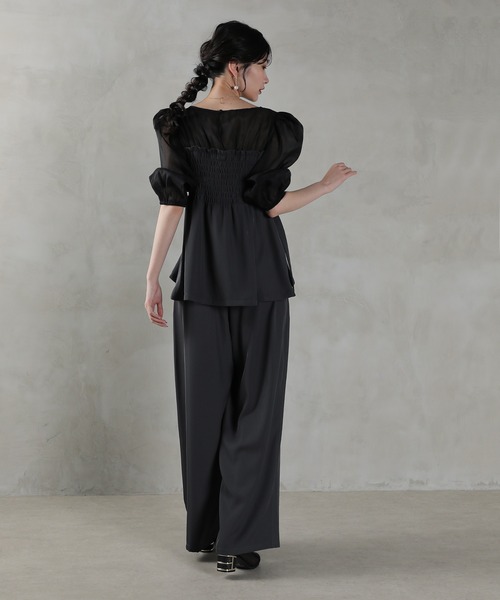 Kana（カナ）の「ビスチェペプラムトップス パンツ セットアップ ドレス パーティー  結婚式 お呼ばれ オケージョン（パンツドレス・レディース・チャコールグレー/ブラック/ベージュ/ブラック系その他/キャメル/ブラウン・M/S/L）」の19枚目の写真