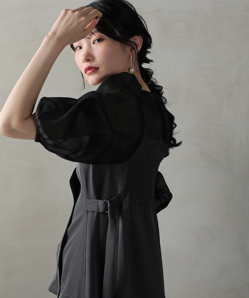 Kana（カナ）の「ビスチェペプラムトップス パンツ セットアップ ドレス パーティー  結婚式 お呼ばれ オケージョン（パンツドレス・レディース・チャコールグレー/ブラック/ベージュ/ブラック系その他/キャメル/ブラウン・M/S/L）」の22枚目の写真