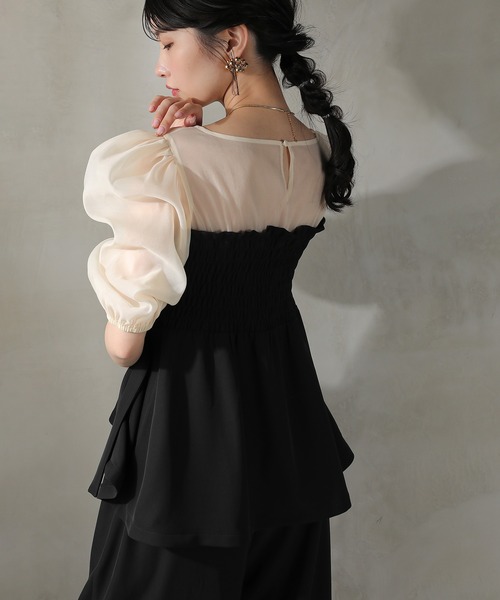 Kana（カナ）の「ビスチェペプラムトップス パンツ セットアップ ドレス パーティー  結婚式 お呼ばれ オケージョン（パンツドレス・レディース・チャコールグレー/ブラック/ベージュ/ブラック系その他/キャメル/ブラウン・M/S/L）」の13枚目の写真