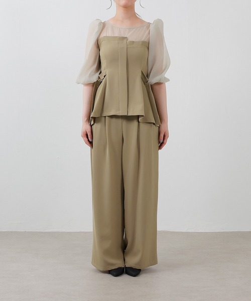 セール】ビスチェペプラムトップス パンツ セットアップ ドレス