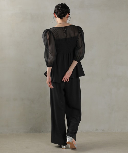 セール】ビスチェペプラムトップス パンツ セットアップ ドレス