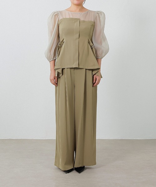 セール】ビスチェペプラムトップス パンツ セットアップ ドレス