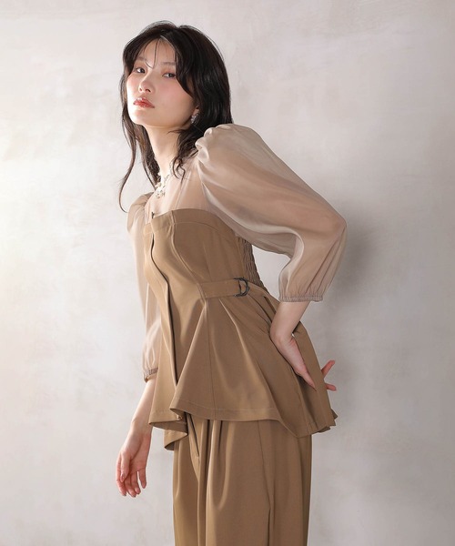 ビスチェペプラムトップス パンツ セットアップ ドレス パーティー