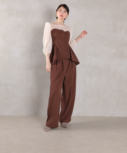 ビスチェペプラムトップス パンツ セットアップ ドレス パーティー