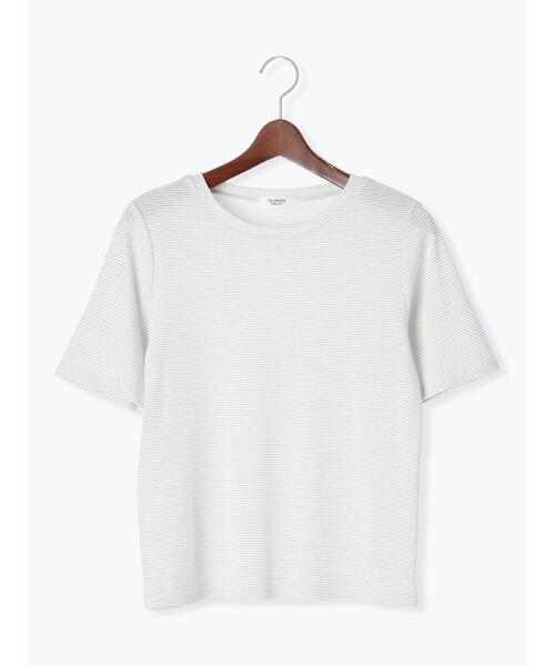 Te chichi TERRASSE(テチチテラス)の「無地/ラメボーダー半袖Tシャツ(Tシャツ/カットソー・レディース・ベージュ/チャコールグレー/オフホワイト・F)」の2枚目の写真