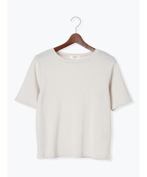 Te chichi TERRASSE(テチチテラス)の「無地/ラメボーダー半袖Tシャツ(Tシャツ/カットソー・レディース・ベージュ/チャコールグレー/オフホワイト・F)」の8枚目の写真