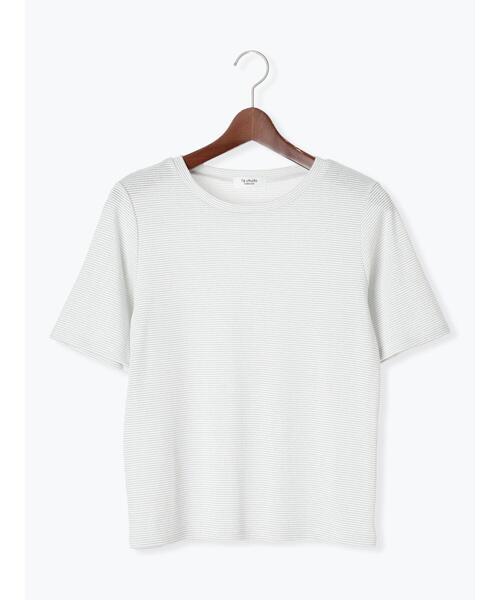 Te chichi TERRASSE(テチチテラス)の「無地/ラメボーダー半袖Tシャツ(Tシャツ/カットソー・レディース・ベージュ/チャコールグレー/オフホワイト・F)」の9枚目の写真
