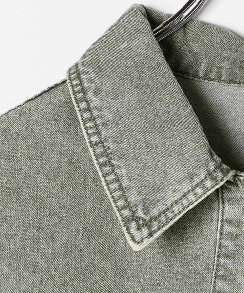 LEPSIM(レプシィム)の「BIGデニムショート5分袖シャツ 493055(シャツ/ブラウス・レディース・ブルー/ライトブルー/ピンク/ライトカーキ/パープル・FREE)」の6枚目の写真