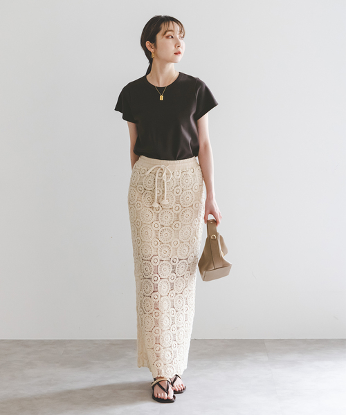 Noble（ノーブル）の「《追加》スビンコットンスムースコンパクトTシャツ 2（Tシャツ/カットソー・レディース・ブラウン/ブルー/ブラック/ホワイト・FREE）」の12枚目の写真