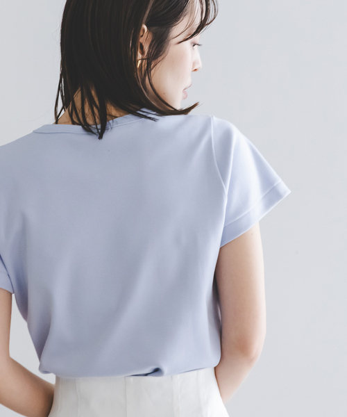 Noble（ノーブル）の「《追加》スビンコットンスムースコンパクトTシャツ 2（Tシャツ/カットソー・レディース・ブラウン/ブルー/ブラック/ホワイト・FREE）」の8枚目の写真