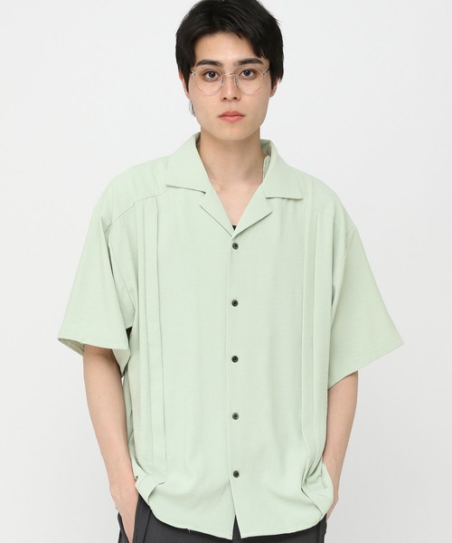 3.3 Field Trip （3.3フィールドトリップ）の「3.3 Field Trip／サテン開襟シャツ（シャツ/ブラウス・メンズ・ブラック/オフホワイト/ライトグリーン・MEDIUM/LARGE）」の3枚目の写真
