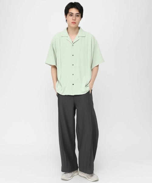 3.3 Field Trip （3.3フィールドトリップ）の「3.3 Field Trip／サテン開襟シャツ（シャツ/ブラウス・メンズ・ブラック/オフホワイト/ライトグリーン・MEDIUM/LARGE）」の4枚目の写真