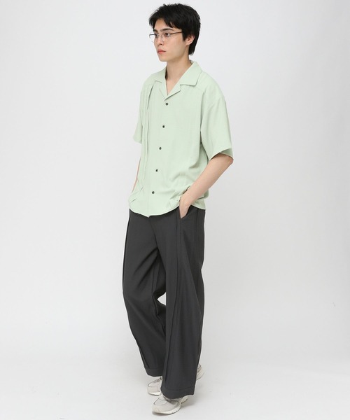 3.3 Field Trip （3.3フィールドトリップ）の「3.3 Field Trip／サテン開襟シャツ（シャツ/ブラウス・メンズ・ブラック/オフホワイト/ライトグリーン・MEDIUM/LARGE）」の5枚目の写真