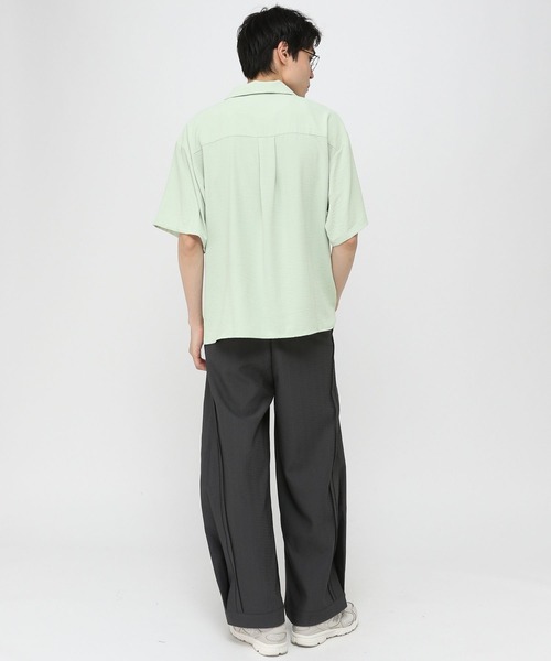 3.3 Field Trip （3.3フィールドトリップ）の「3.3 Field Trip／サテン開襟シャツ（シャツ/ブラウス・メンズ・ブラック/オフホワイト/ライトグリーン・MEDIUM/LARGE）」の6枚目の写真