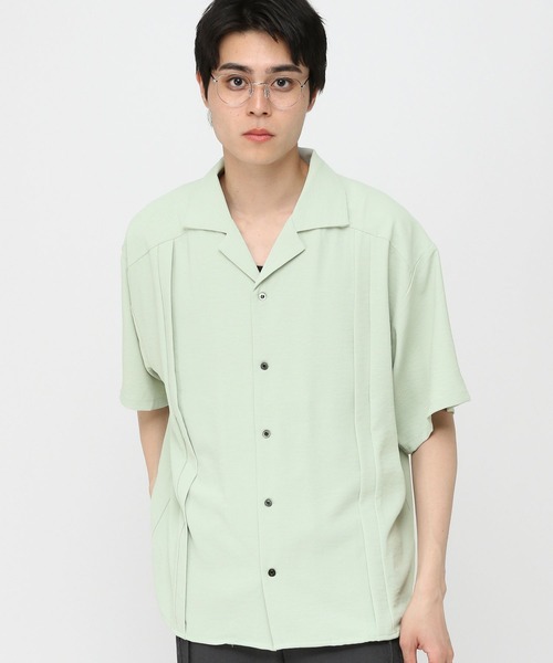 3.3 Field Trip （3.3フィールドトリップ）の「3.3 Field Trip／サテン開襟シャツ（シャツ/ブラウス・メンズ・ブラック/オフホワイト/ライトグリーン・MEDIUM/LARGE）」の7枚目の写真