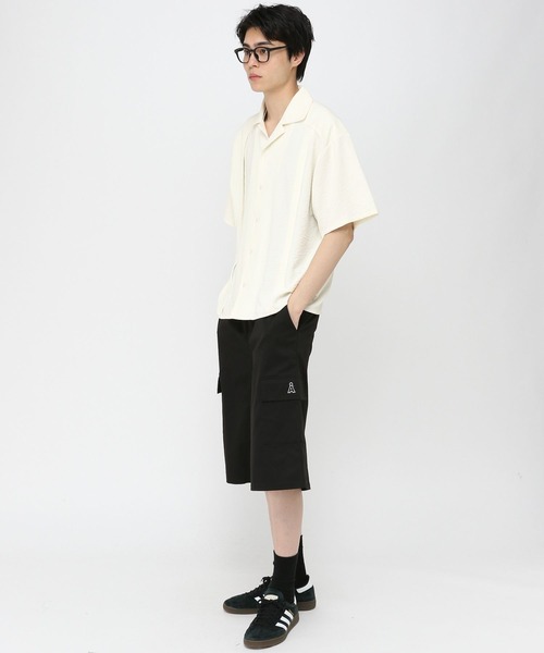 3.3 Field Trip （3.3フィールドトリップ）の「3.3 Field Trip／サテン開襟シャツ（シャツ/ブラウス・メンズ・ブラック/オフホワイト/ライトグリーン・MEDIUM/LARGE）」の9枚目の写真