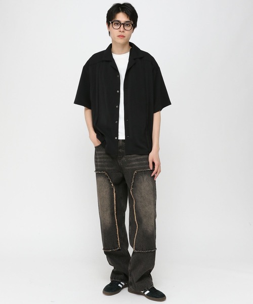 3.3 Field Trip （3.3フィールドトリップ）の「3.3 Field Trip／サテン開襟シャツ（シャツ/ブラウス・メンズ・ブラック/オフホワイト/ライトグリーン・MEDIUM/LARGE）」の14枚目の写真