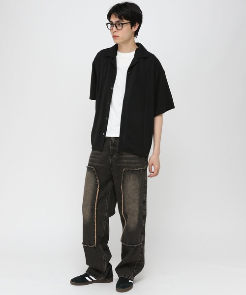 3.3 Field Trip （3.3フィールドトリップ）の「3.3 Field Trip／サテン開襟シャツ（シャツ/ブラウス・メンズ・ブラック/オフホワイト/ライトグリーン・MEDIUM/LARGE）」の15枚目の写真