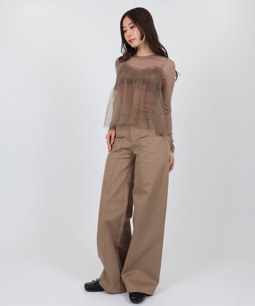 SUWDEE(スーディー)の「check pocket wide pants(その他パンツ・レディース・ベージュ/ブラック・S/M)」の3枚目の写真